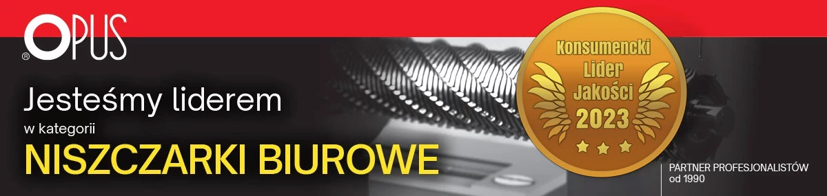 Niszczarki biurowe OPUS z nagrodą Konsumencki Lider Jakości - baner