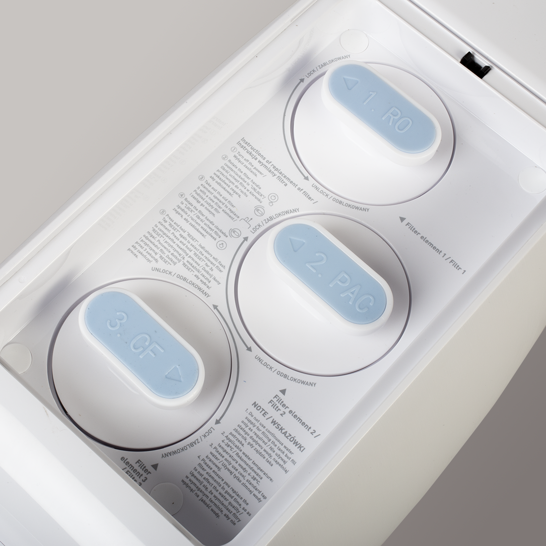 Filtry w dystrybutorze z mineralizacją OPUS Miraqua Alfa