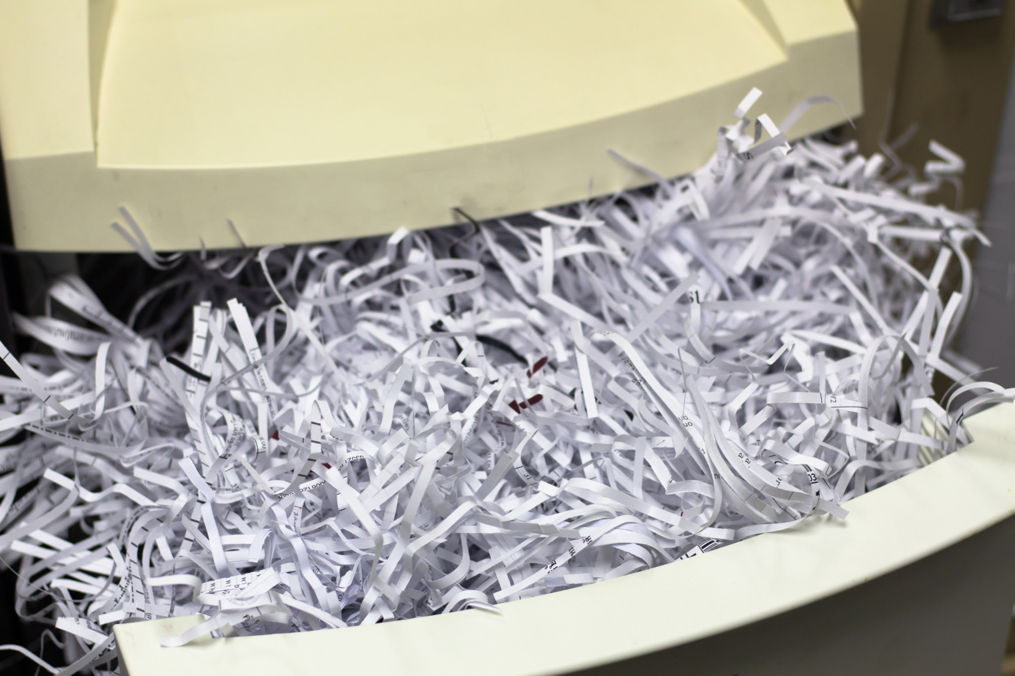 Ścinki w pojemniku niszczarki