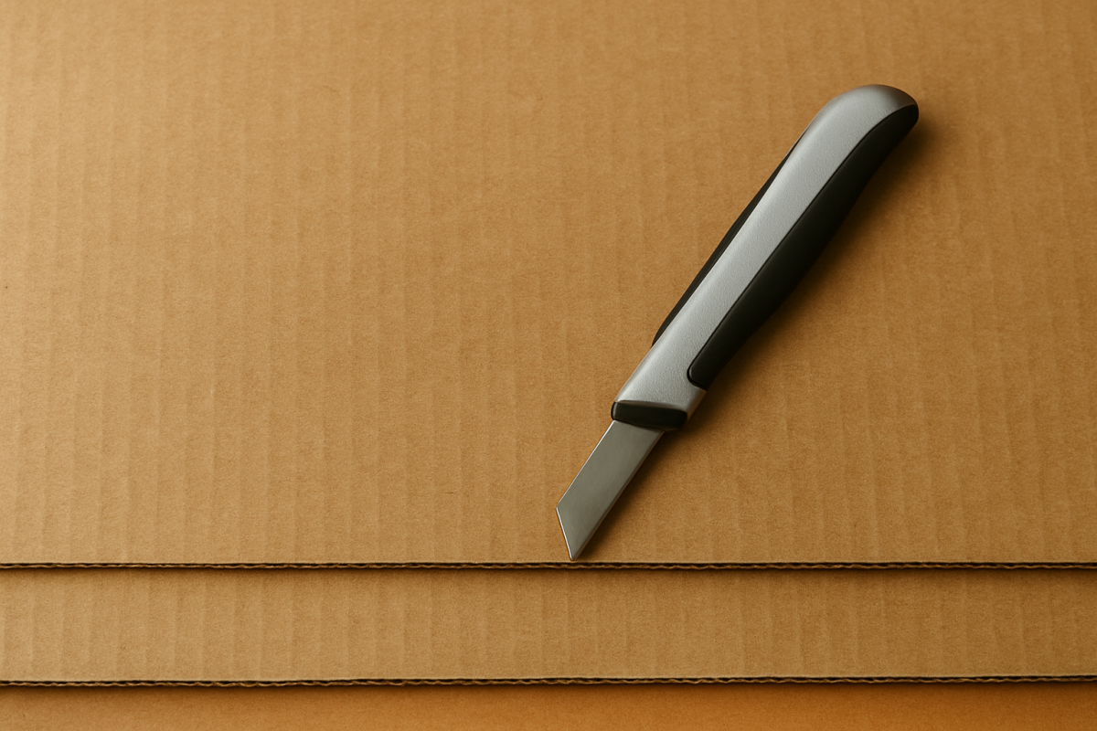 Nożyk położony na kartonie