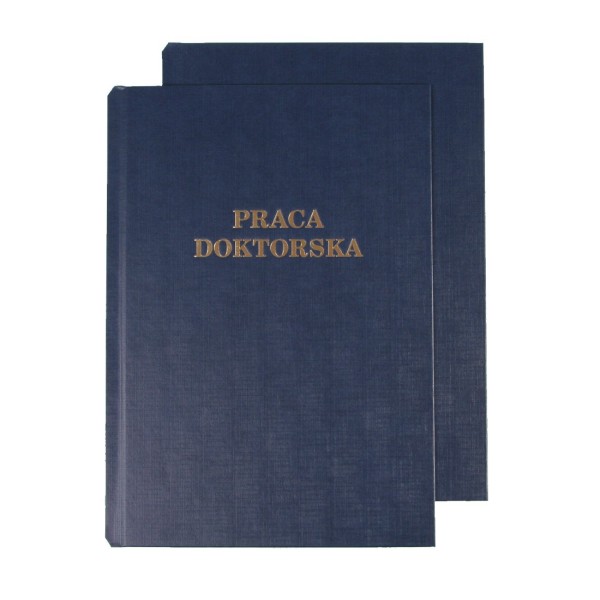 Okładka z napisem Okładka twarda z napisem - O.HARD COVER Classic - 304 x 212 mm (A4+ pionowa) - Praca Doktorska - 10 par - niebieski