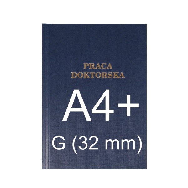 Okładka z napisem Okładka twarda z napisem - O.HARD Classic - 304 x 212 mm (A4+ pionowa) - Praca Doktorska - 10 sztuk - niebieski - G (32 mm)