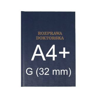 Okładka twarda z napisem - O.HARD Classic - 304 x 212 mm (A4+ pionowa) - Rozprawa Doktorska - 10 sztuk - niebieski