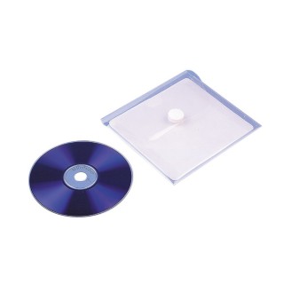 Self-adhesive plastic transparent CD/DVD cases with a velcro closure - O.POCKET Sticky CD1 - 5 pieces