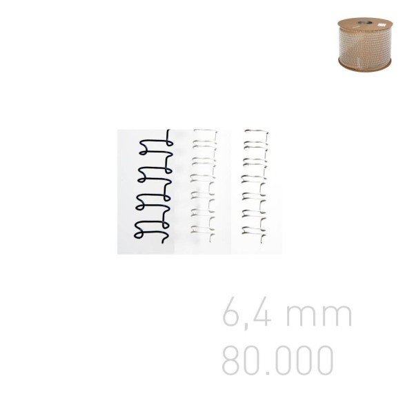 Grzebiet drutowy Grzbiety drutowe na szpuli - O.WIRE 3:1 - srebrny - 6,4 mm - 80,000 oczek