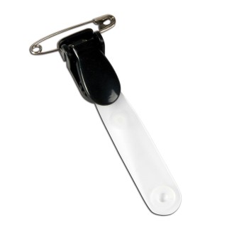 White plastic clips with safety-pin and plastic ID card holder - O.CLIP 3 - 100 pieces
