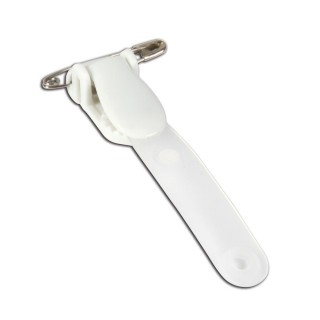 White plastic clips with safety-pin and plastic ID card holder - O.CLIP 3 - 100 pieces