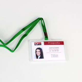 Identyfikator z taśmą na karty plastikowe - O.BADGE HOLDER - 55 x 90 mm - 50 sztuk
