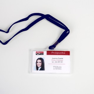 Rigid clear plastic ID card/badge holder horizontal with strap - O.BADGE HOLDER - 55 x 90 mm - 50 pieces