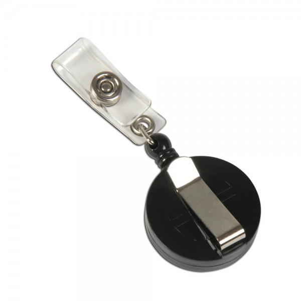 Klipsy do identyfikatorów z paskiem - O.BADGE REEL 1 - 10 sztuk - czarny