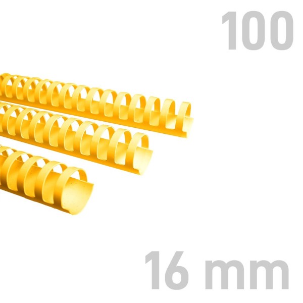 Grzebiet plastikowy Grzbiety plastikowe - O.COMB Okrągłe - A4 - żółty - 16 mm - 100 sztuk