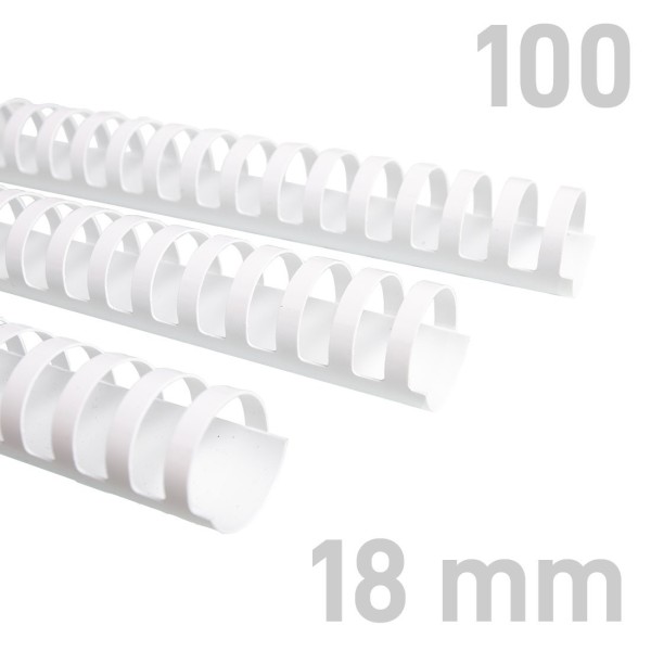 Grzebiet plastikowy Grzbiety plastikowe - O.COMB Okrągłe - A4 - biały - 18 mm - 100 sztuk