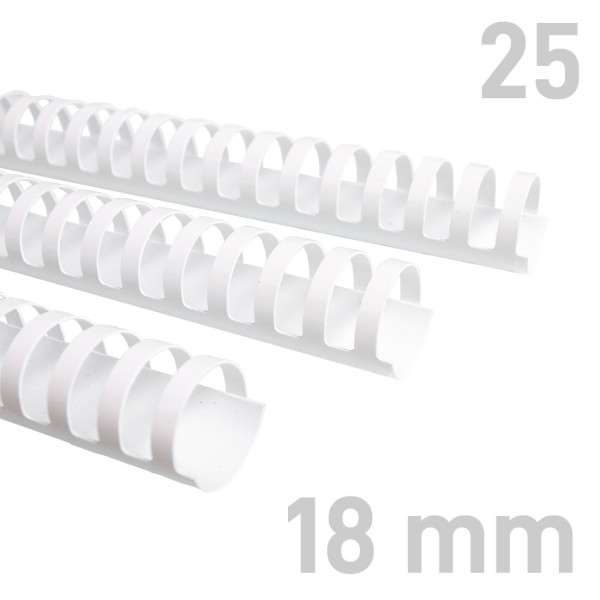 Grzebiet plastikowy Grzbiety plastikowe - O.COMB Okrągłe - A4 - biały - 18 mm - 25 sztuk