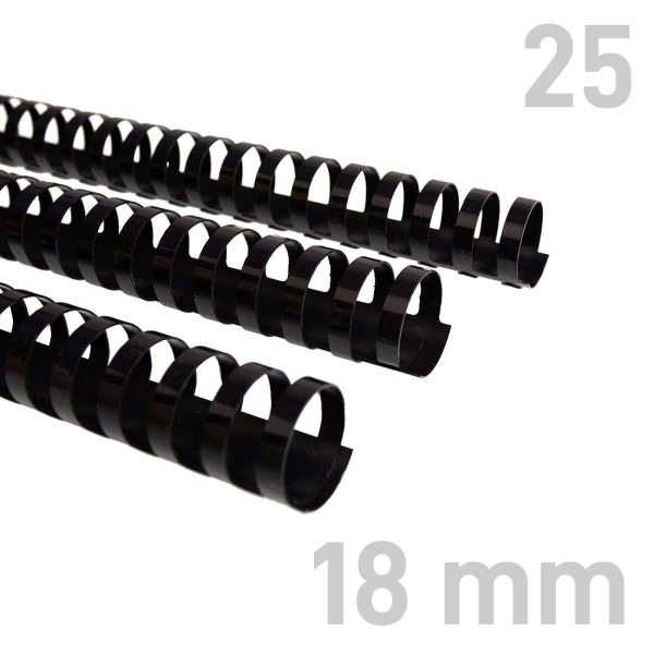 Grzebiet plastikowy Grzbiety plastikowe - O.COMB Okrągłe - A4 - czarny - 18 mm - 25 sztuk
