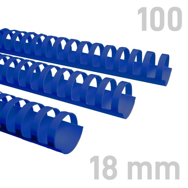 Grzebiet plastikowy Grzbiety plastikowe - O.COMB Okrągłe - A4 - niebieski - 18 mm - 100 sztuk