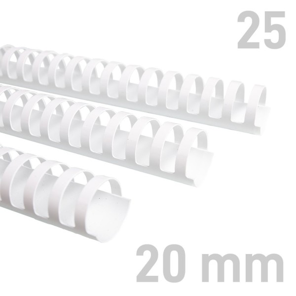 Grzebiet plastikowy Grzbiety plastikowe - O.COMB Okrągłe - A4 - biały - 20 mm - 25 sztuk