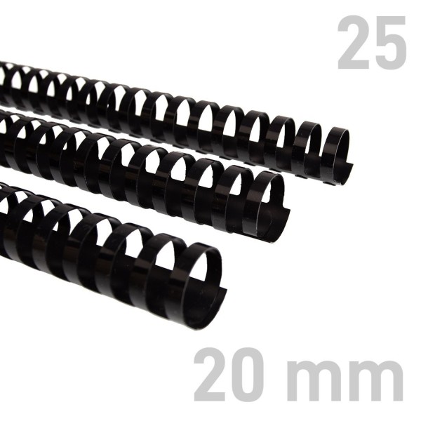 Grzebiet plastikowy Grzbiety plastikowe - O.COMB Okrągłe - A4 - czarny - 20 mm - 25 sztuk