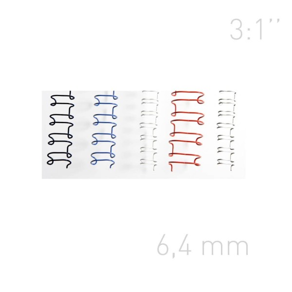 Grzebiet drutowy Grzbiety drutowe - O.WIRE 3:1 - A4 - 100 sztuk - srebrne - 6,4 mm