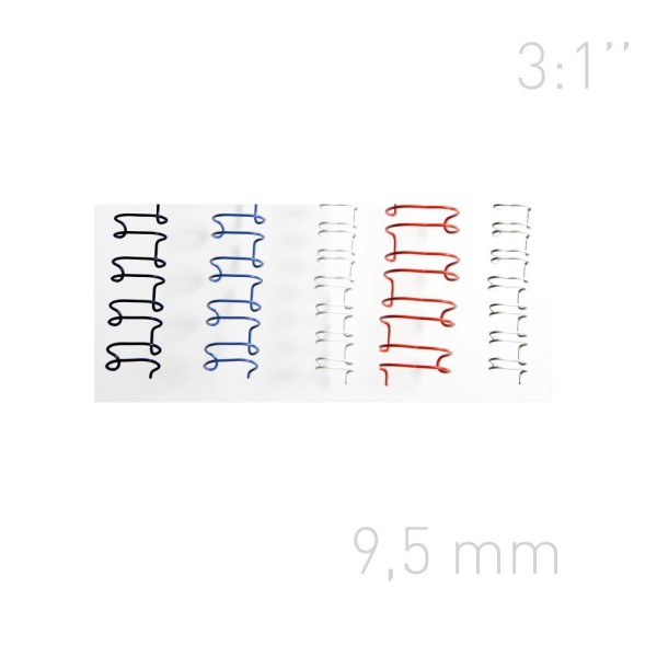 Grzebiet drutowy Grzbiety drutowe - O.WIRE 3:1 - A4 - 100 sztuk - niebieskie - 9,5 mm